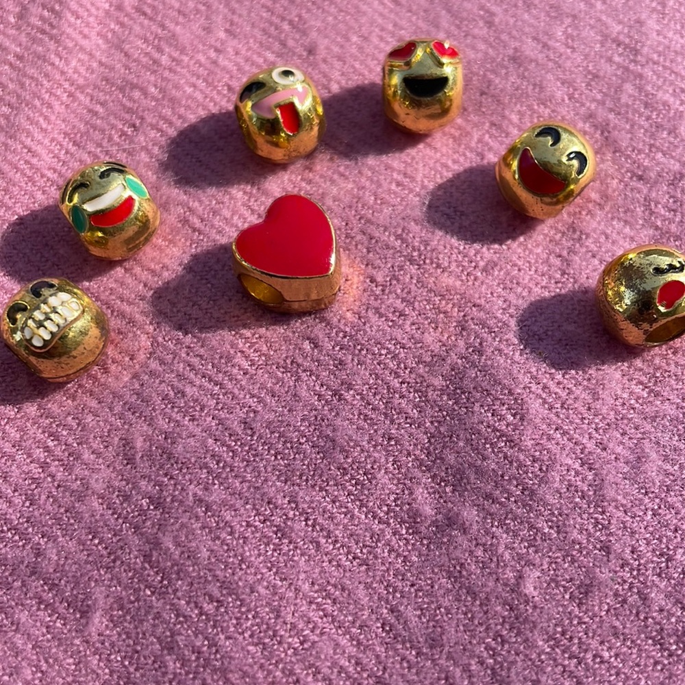 Set of 7 Emoji Charms for Generic Pandora Style Bracelets or Pendant Collections